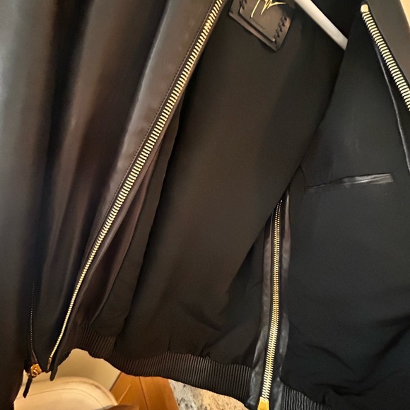 GIUSEPPE ZANOTTI HOODED NAPPA LEATHER BOMBER JACKET with Crystal Chains - Picture 13 of 16